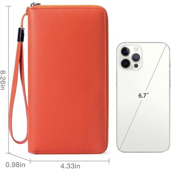 New Womens Wallet RFID Blocking Leather Zip Around Wallet Large Capacity - Picture 4 of 6